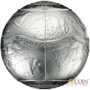 Republic of Cameroon SOS THE WORLD – ENDANGERED ANIMAL SPECIES 3D Silver coin 5000 Francs 2017 High Relief Spherical shape PROOF 7 oz
